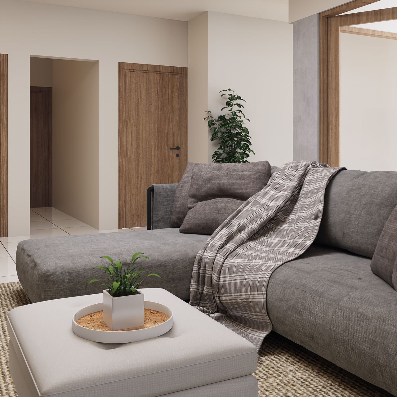 Smooth finished drywall walls and corners in a living room, Austin, TX